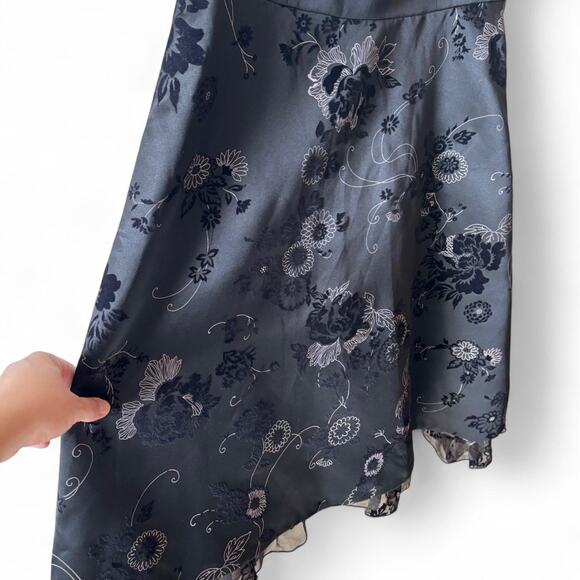 Vintage Spenser Jeremy Black Floral Jacquard Strapless Dress – Size 14 - Picture 2 of 6